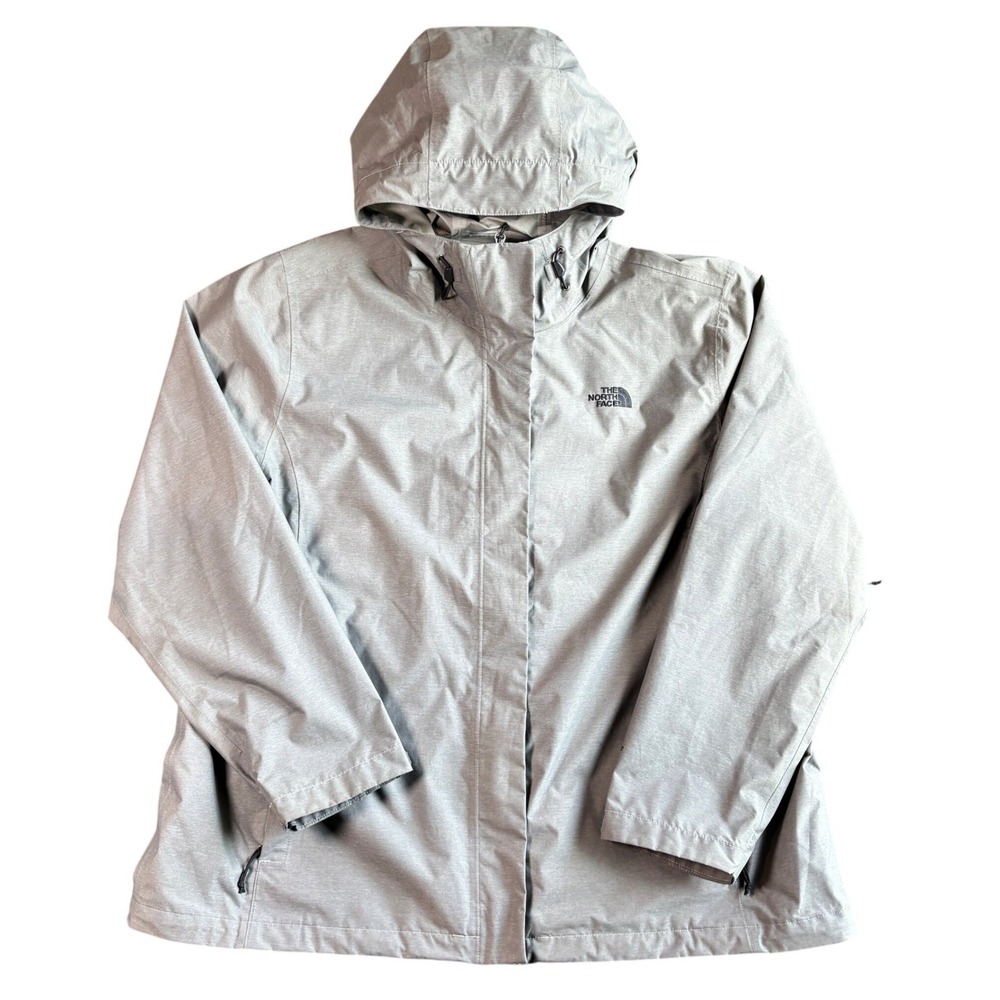 The North Face Womens 3XL Gray Hooded Dry Vent Rain Jacket Pit Zips Waterproof